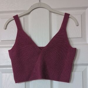 J. Crew Deep Red Ribbed Crop Top